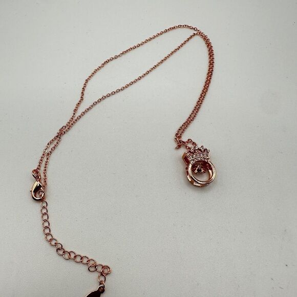 NIB Rose Gold tone "crown" and floating cz diamond pendant, necklace! - Picture 10 of 13